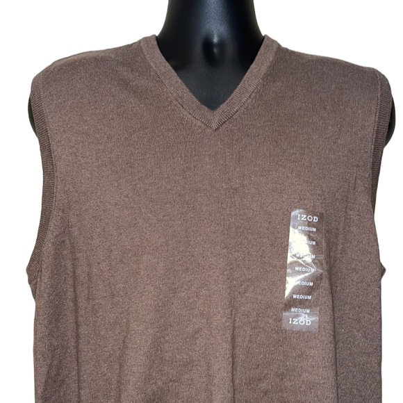 IZOD V~Neck Sweater Vest~Cotton/Wool Blend~Unisex~Grandpa Vest - Picture 3 of 6